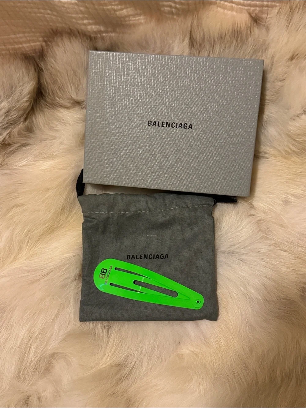NEW Balenciaga Holli XXL Neon Green Snap Hair Clip